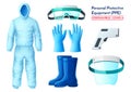 Vector blue covid medical protection equipment set