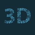 Vector blue 3d printer text icon Royalty Free Stock Photo