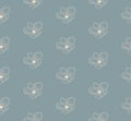 Vector Blue Seamless Pattern with Drawn Cherry Flowers