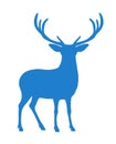 Vector blue deer reindeer silhouette Royalty Free Stock Photo