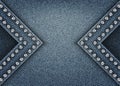 Blue denim banner with wedges with silver spangles Royalty Free Stock Photo