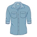 Vector Blue Denim Shirt with Roll Up Sleeves