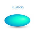 Vector blue ellipsoid with gradients and shadow for game, icon, package design, logo, mobile, ui, web, education. 3d