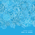 Vector blue field floral texture horizontal frame