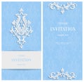 Vector Blue Floral 3d Background. Template for Christmas and Invitation Cards Royalty Free Stock Photo