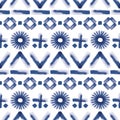 Vector blue flowers forms striped seamless pattern