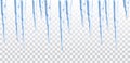 Vector blue frozen icicle seamless border isolated on transparent background Royalty Free Stock Photo