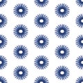 Vector blue gerber flowers folk seamless pattern