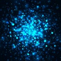 Vector blue glowing light glitter background. Magic glow light effect. Star burst with sparkles on dark background Royalty Free Stock Photo