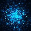 Vector blue glowing light glitter background. Magic glow light effect. Star burst with sparkles on dark background