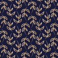 Vector blue gold laurel leaves seamless pattern Royalty Free Stock Photo