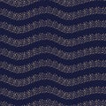 Vector blue gold zigzag dots seamless pattern