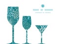 Vector blue and gray plants three wine glasses
