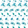 Vector Blue Green Turkish Folk Floral Stripes