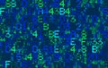 Vector Blue hexadecimal computer code. Abstract matrix background. Hacker attack. Generated computer code concept