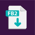 Vector blue icon FB2. File format extensions icon.