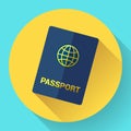 Vector blue international passport with globe.