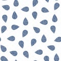 Vector Blue Leaves Scattered on a White Background. Background for textiles, cards, manufacturing, wallpapers, print
