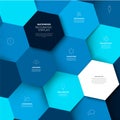Vector blue minimalist Infographic template with hexagons mosaic Royalty Free Stock Photo