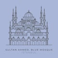 vector of the blue mosque sultan ahmed line art illustration design