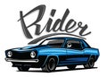 Vector blue muscle car Royalty Free Stock Photo