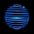 Vector blue neon sphere circles light train effect