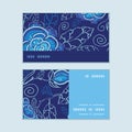 Vector blue night flowers horizontal stripe frame