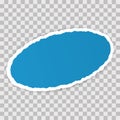 Vector blue oval round torn paper banner with ripped edges with space for your text on transparent background Royalty Free Stock Photo