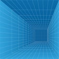 Vector - perspective architectural 3D wireframe background in blue color