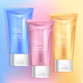 Vector Blue, Pink and Yellow Color Tinted Translucent Beauty Tube