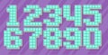 Vector blue pixel number set on violet background
