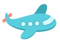 Vector blue plane icon. Air transport for kids. Funny transportation clip art for children. Cute airplane vehicle isolated on Royalty Free Stock Photo