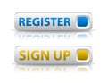 Vector blue register and yellow sign up button Royalty Free Stock Photo