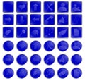 Vector blue round and square web buttons
