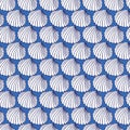 Vector blue rows of cockles clam seashells repeat pattern 05. Suitable for gift wrap, textile and wallpaper