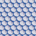 Vector blue rows of cockles clam seashells repeat pattern 05. Suitable for gift wrap, textile and wallpaper Royalty Free Stock Photo