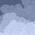 vector blue waves fishnet, storm on the sea or ocean