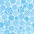 Vector blue seamless pattern, polka dot fabric textu