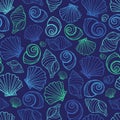 Vector blue seashells repeat pattern. Suitable for gift wrap, textile and wallpaper Royalty Free Stock Photo