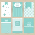 Vector blue set of Vintage pattern background banner Royalty Free Stock Photo