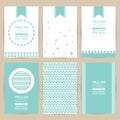 Vector blue set of Vintage pattern background banner Royalty Free Stock Photo