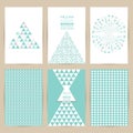 Vector blue set of Vintage pattern background banner retro Royalty Free Stock Photo