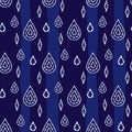 Vector blue shibori abstract teardrops and diamonds seamless pattern. Suitable for textile, gift wrap and wallpaper.