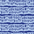 Vector blue shibori monochrome horizontal grunge stripes 03 seamless pattern. Suitable for textile, gift wrap and Royalty Free Stock Photo