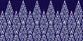 Vector blue shibori monochrome pointy vertical diamonds horizontal border pattern. Suitable for invitation cards and Royalty Free Stock Photo