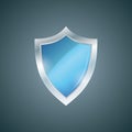 Vector blue shield. Defense icon. Protection concept.