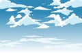 Vector blue sky clouds. Anime clean style. Royalty Free Stock Photo