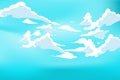 Vector blue sky clouds. Anime clean style. Background design Royalty Free Stock Photo