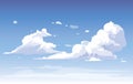 Vector blue sky clouds. Anime clean style. Background design Royalty Free Stock Photo