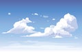 Vector blue sky clouds. Anime clean style. Background design